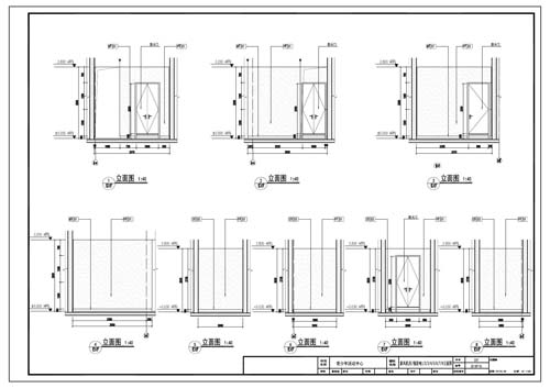 青少年活动中心深化设计施工图新风机房/强弱电1/2/3/4/5/6/7/8立面图