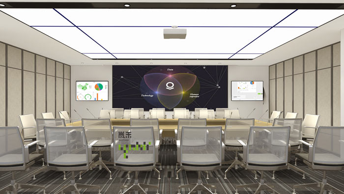 互联网媒体办公室大会议室装修设计案例效果图