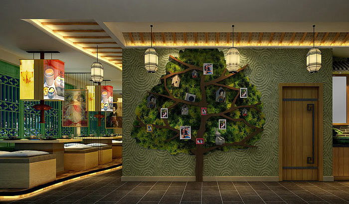 韩式特色餐厅装饰墙装修设计效果图