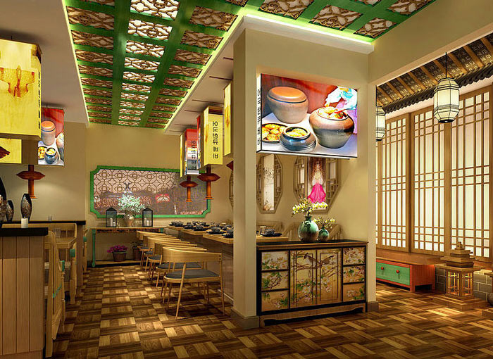 韩式特色餐厅就餐区装修设计效果图