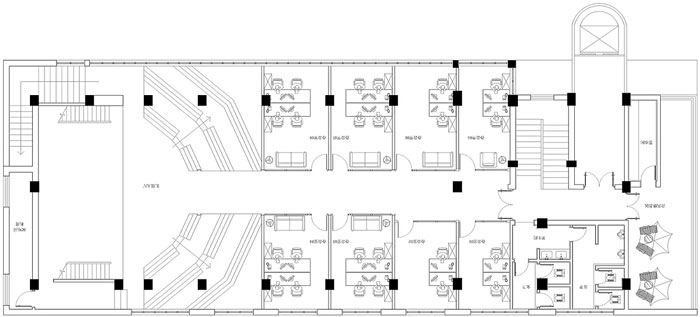 loft风格众创空间办公室一楼平面图